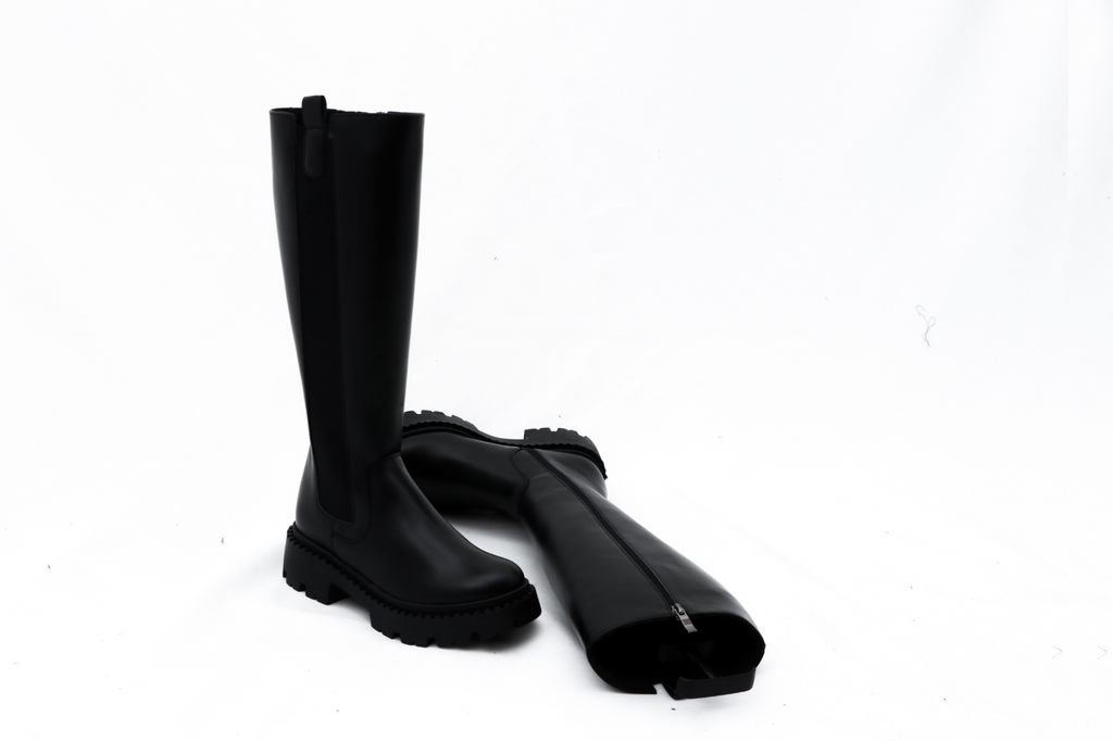 Bottes mi-hautes noir chunky pour femmes