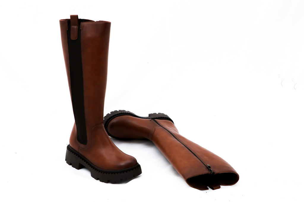 Bottes mi-hautes Marron chunky pour femmes