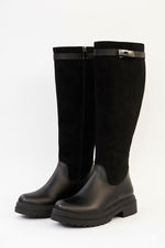 Bottes mi-hautes noir chunky pour femmes