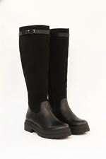 Bottes mi-hautes noir chunky pour femmes