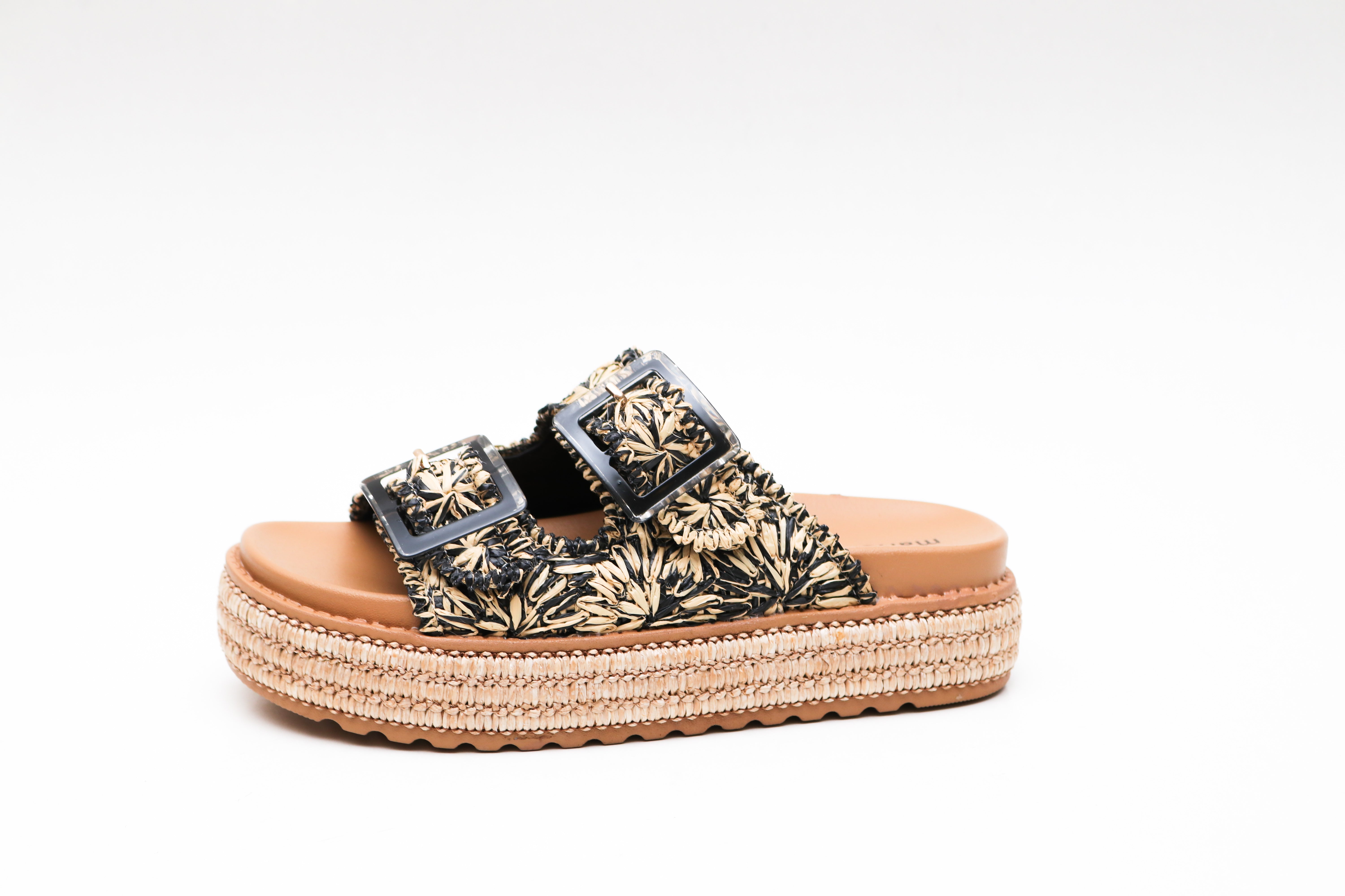 Mules Tressées à Boucles – Style Bohème & Semelle Compensée