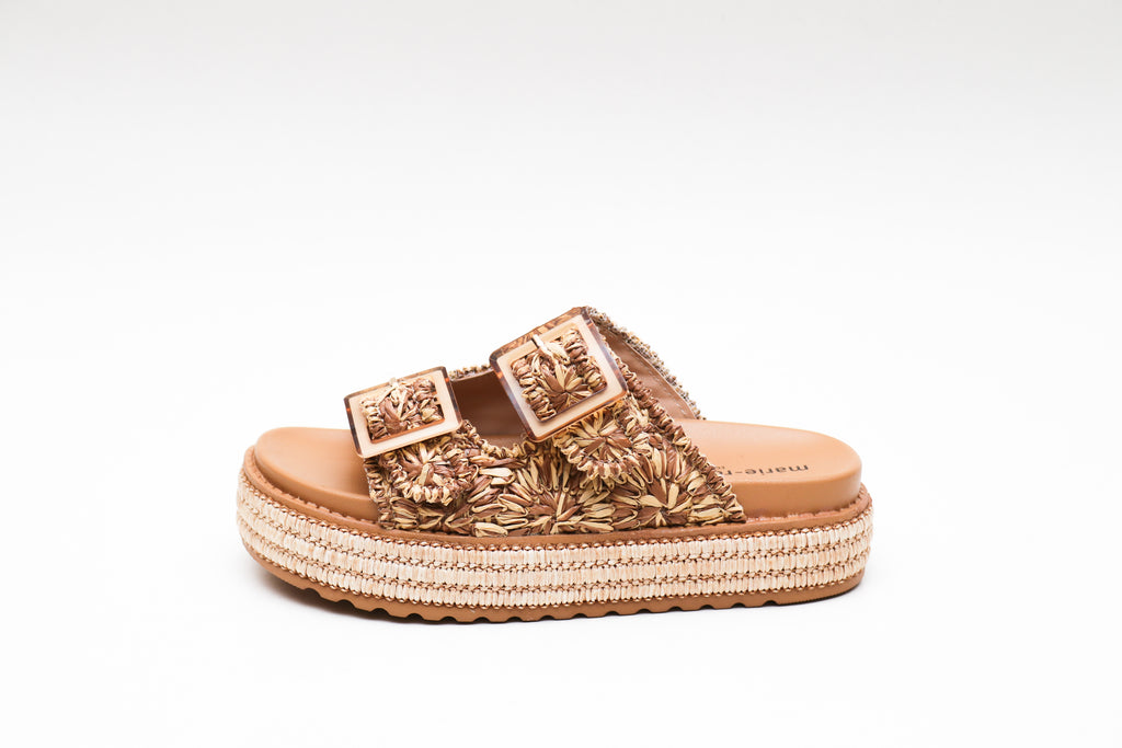 Mules Tressées à Boucles – Style Bohème & Semelle Compensée