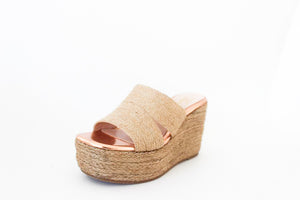 Sandale femme compensée mule beige