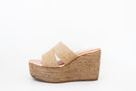 Sandale femme compensée mule beige