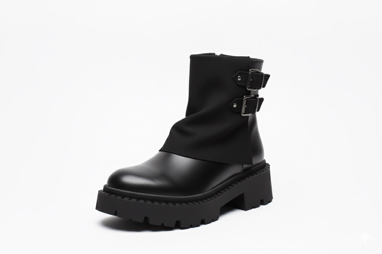 Bottines Plateforme avec Brides Biker