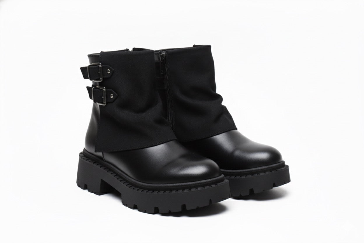 Bottines Plateforme avec Brides Biker