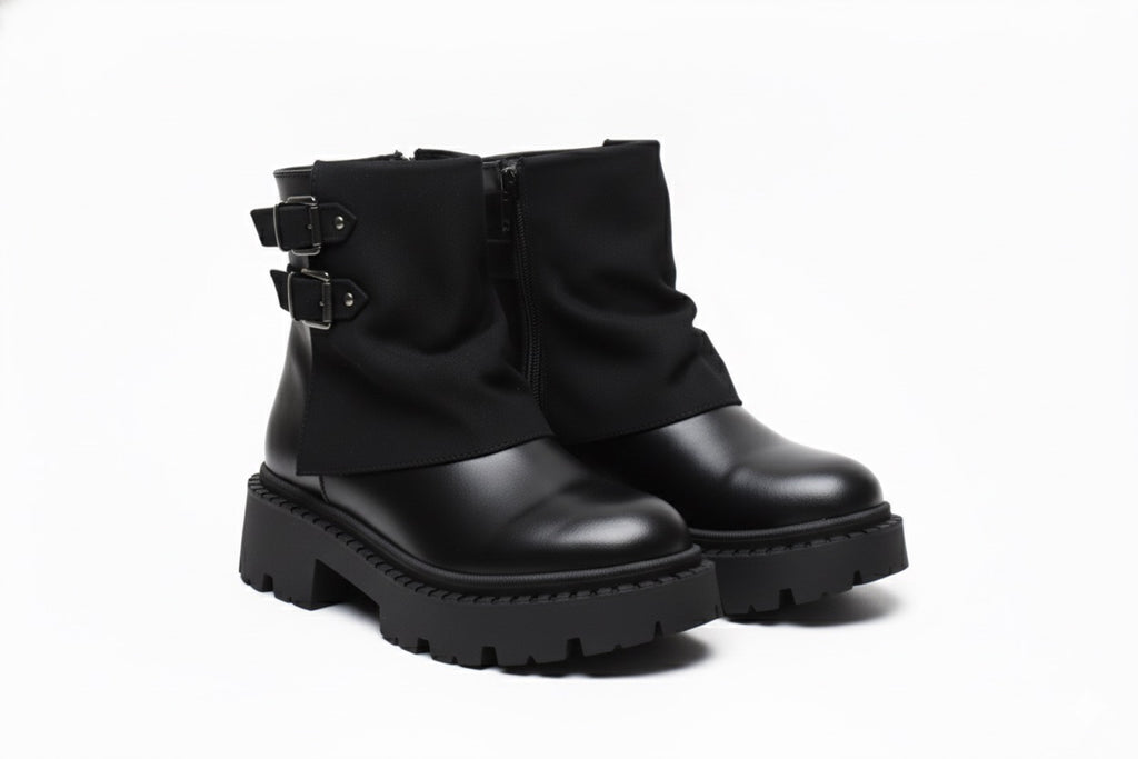 Bottines Plateforme avec Brides Biker