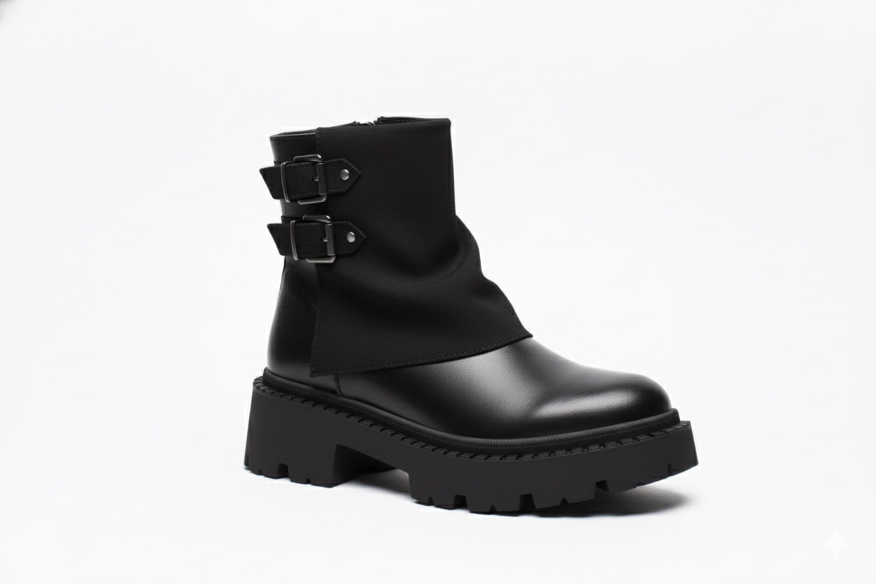 Bottines Plateforme avec Brides Biker