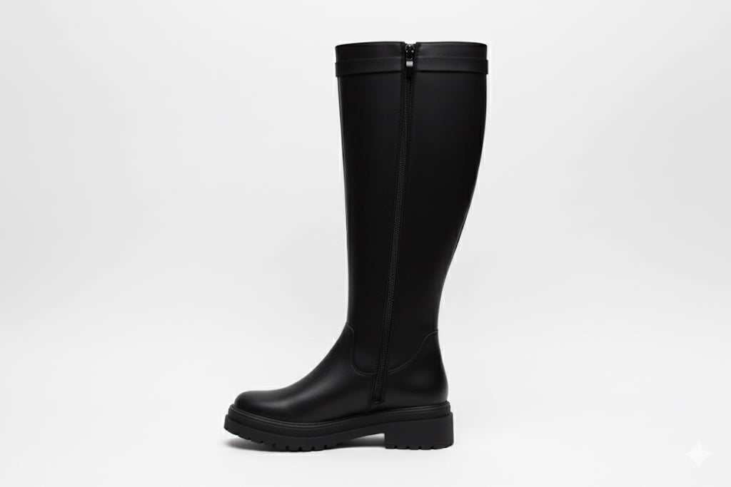 Bottes mi-hautes noir chunky pour femmes