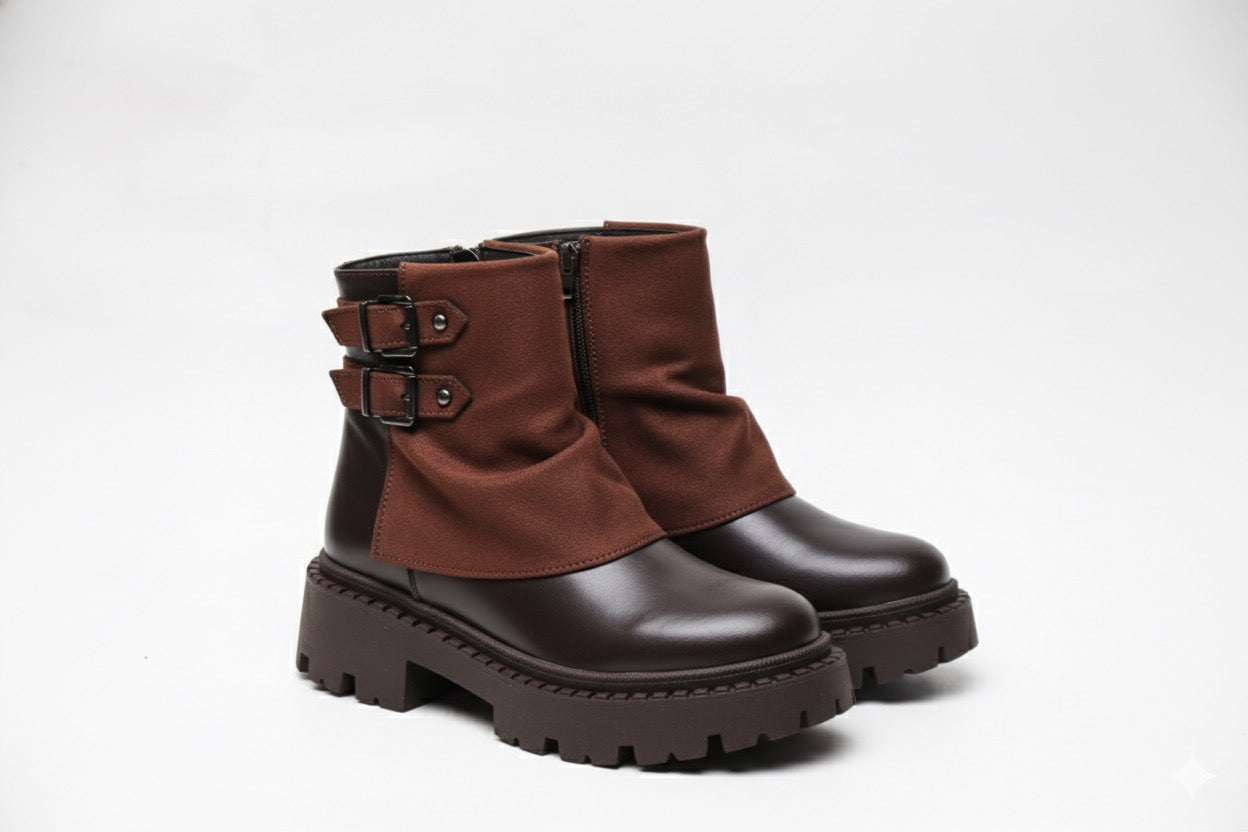 Bottines Mrron Plateforme avec Brides Biker