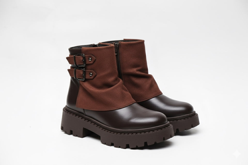 Bottines Mrron Plateforme avec Brides Biker