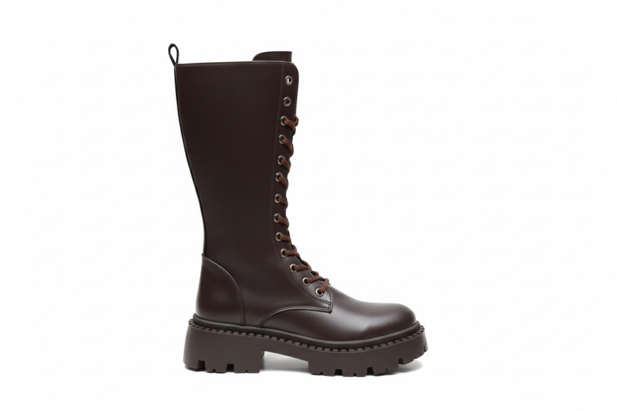 Bottes mi-hautes Marron chunky pour femmes