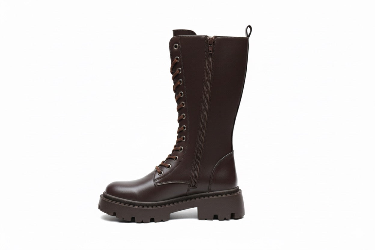 Bottes mi-hautes Marron chunky pour femmes