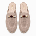 Mules en suède perforé à perles