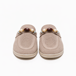 Mules en suède perforé à perles