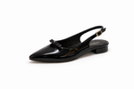 Escarpins slingback noirs vernis avec nœud