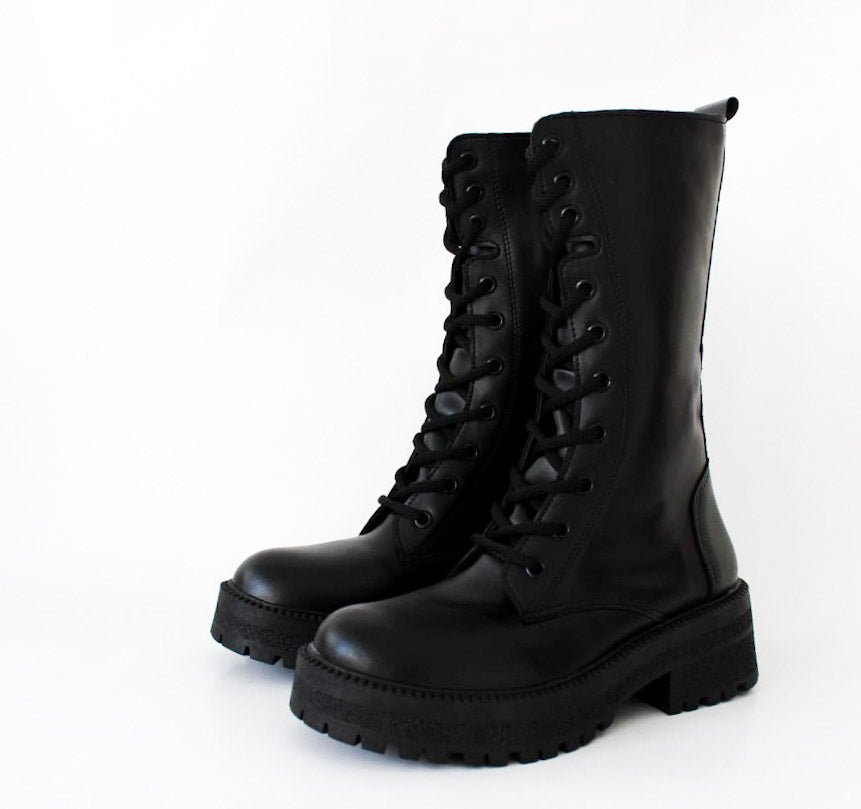 Dark Combat Boots - Shoexpress