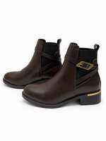 Paire de bottines Chelsea brun chocolat à boucle dorée