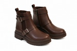 Bottines Biker marron sur fond blanc