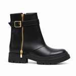 Bottes noir chunky pour femmes – vue de profil sur fond blanc